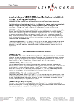 Inkjet printers of LEIBINGER stand for highest reliability in product
