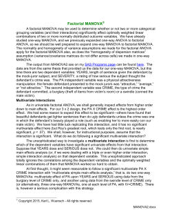 FACTORIAL MANOVA AND MANCOVA