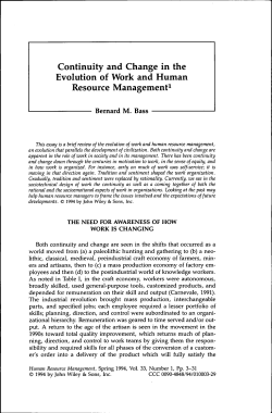 Continuity and Change in the Evolution of Work and Human