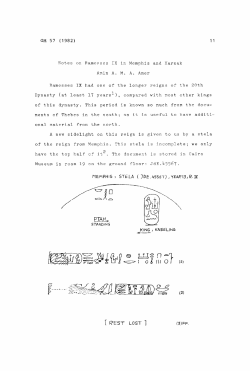 AMER (A.A.M.A.), &laquo; Notes on Ramses IX in Memphis and