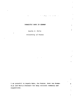 PARASITIC GAPS IN GERMAN Sascha W. Felix University of