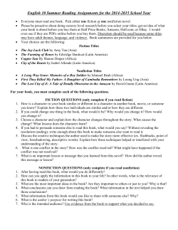 English 10 Summer Reading Assignments for the 2014