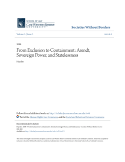 Arendt, Sovereign Power, and Statelessness