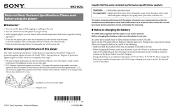 Notes on Water Resistant Specifications (Please read before