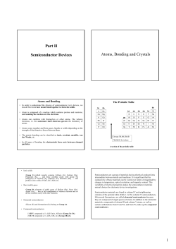 Part II Semiconductor Devices Atoms, Bonding and Crystals