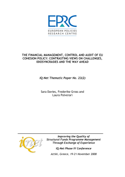 the financial management, control and audit of eu cohesion policy