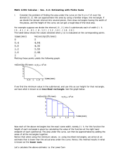 Math 1206 Calculus &ndash; Sec. 4.4: Estimating with Finite Sums I