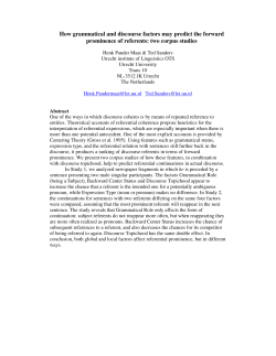 How grammatical and discourse factors may predict the forward