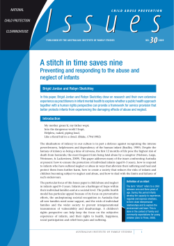 A stitch in time saves nine - Australian Institute of Family Studies
