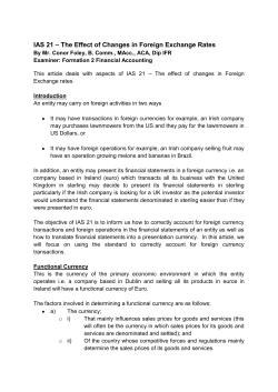 IAS 21 &ndash; The Effect of Changes in Foreign Exchange