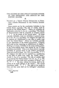 The Extent of the Treaty Making Power of the President and Senate