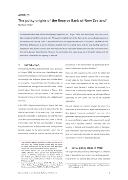 The policy origins of the Reserve Bank of New Zealand