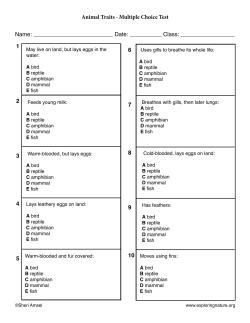 Animal Traits - Multiple Choice Test Name