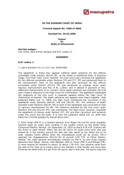 IN THE SUPREME COURT OF INDIA Criminal Appeal