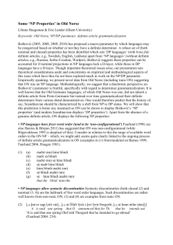 Some `NP Properties` in Old Norse