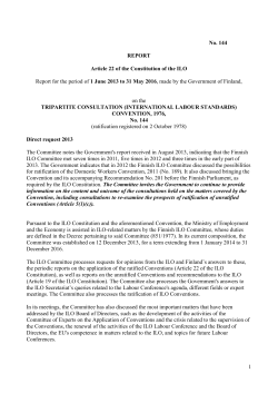 1 No. 144 REPORT Article 22 of the Constitution of the ILO Report