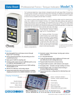 Data Sheet Professional Force / Torque Indicator Model 7i - Mark-10