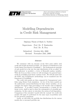 Modelling Dependencies in Credit Risk Management