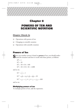 Chapter 8 POWERS OF TEN AND SCIENTIFIC NOTATION