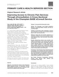 Improving Access to Chronic Pain Services Through eConsultation