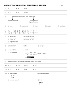 CHEMISTRY WKST KEY: SEMESTER 2 REVIEW