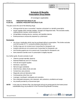 Schedule Of Benefits Prescription Drug Details