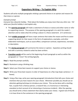 Expository Writing &ndash; To Explain Why
