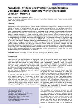 Knowledge, Attitude and Practice towards Religious Obligations