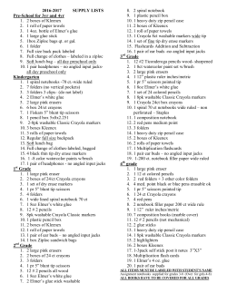 Supply Lists - St. Celestine School
