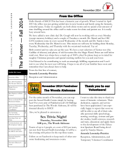 The Planner &mdash; Fall 2014 - Sexual Health Centre Saskatoon