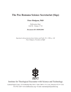 The Pax Romana Science Secretariat (Siqs)