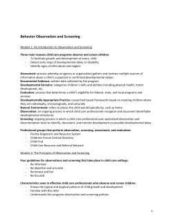 Behavior Observation and Screening