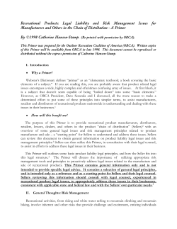 Recreational Products: Legal Liability and Risk Management Issues