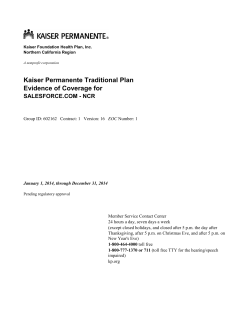 Kaiser Permanente Traditional Plan Evidence of Coverage for