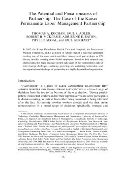 The Potential and Precariousness of Partnership: The Case of the