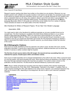 MLA: Citation Guide 2011-13