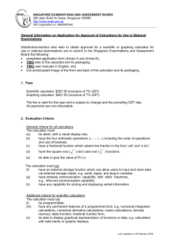 General Information on Application for Approval of Calculators for