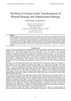 The Role of Context in the Transformation of Planned