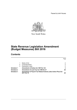 State Revenue Legislation Amendment (Budget Measures) Bill 2016