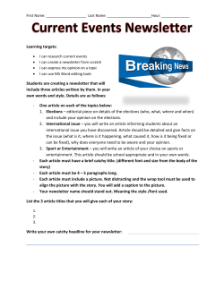 Current Events Newsletter Worksheet