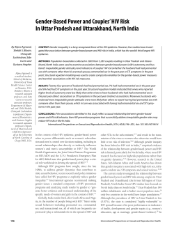 Gender-Based Power and Couples` HIV Risk In Uttar Pradesh and