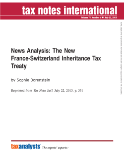 The New France-Switzerland Inheritance Tax Treaty