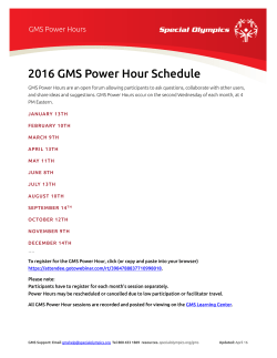 2016 GMS Power Hour Schedule