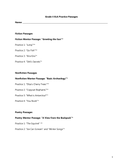 Grade 4 ELA Practice Passages Name