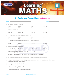 9 - Ratio and Proportion: Worksheet-9.2