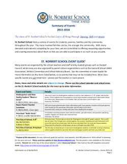 Summary of Events 2015-2016 ST. NORBERT SCHOOL EVENT