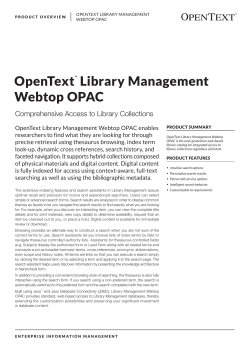 OpenText Library Management Webtop OPAC Product Overview