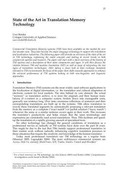 State of the Art in Translation Memory Technology