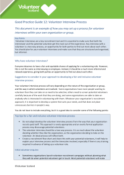 Good Practice Guide 12: Volunteer Interview