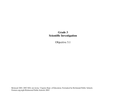 Grade 3 Scientific Investigation Objective 3.1